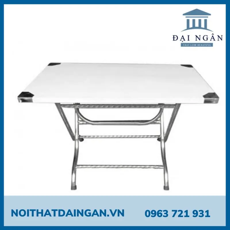 Bàn inox vuông 1m2: mặt bàn dày 0.7 mm và 1 mm