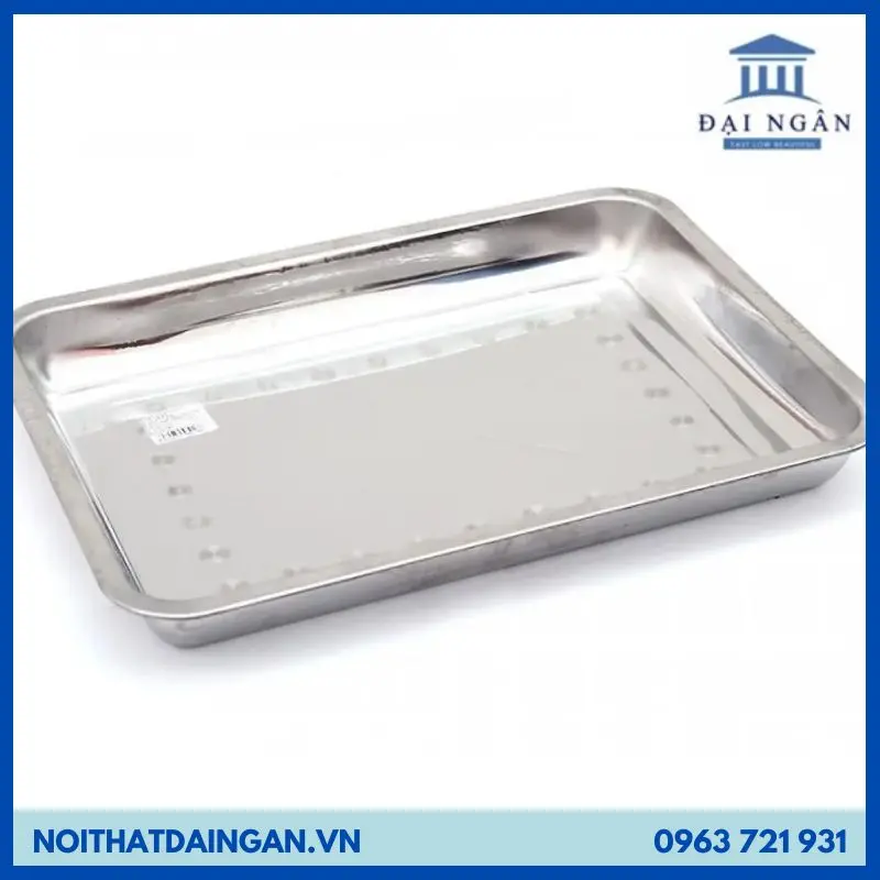 Khay inox cạn chữ nhật, loại dày từ 0,7 đến 1cm