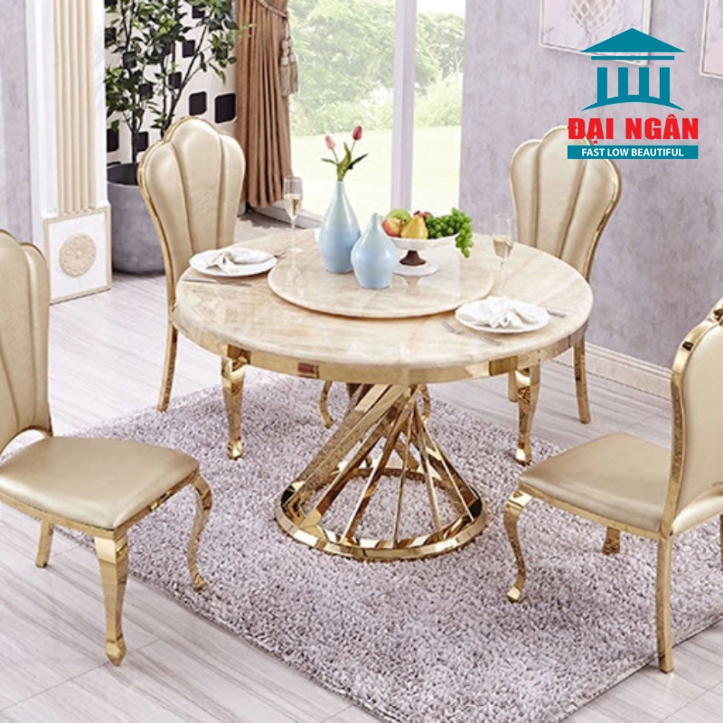 Bàn cafe inox mặt đá