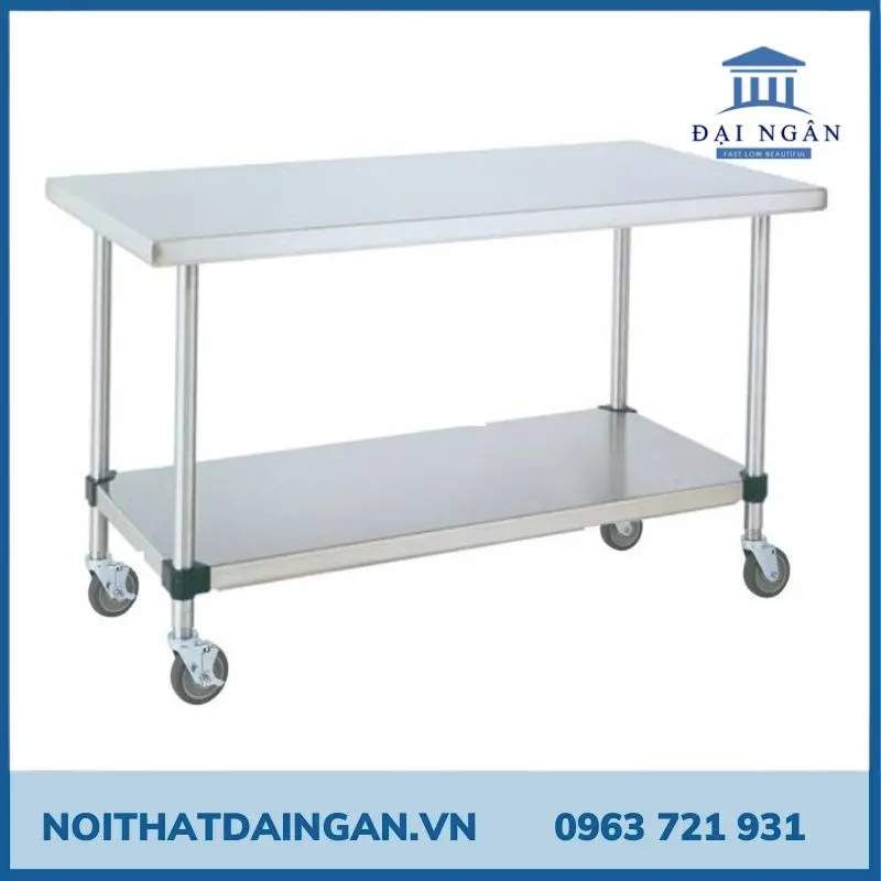 Bàn nhôm inox: bàn khung nhôm bề mặt inox 304
