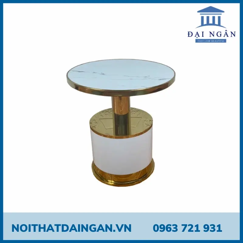 Bàn cafe chân inox mạ vàng