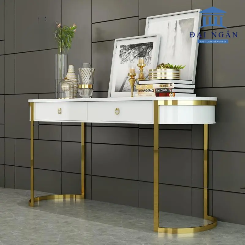 Bàn console có ngăn kéo chân inox 304 mạ pvd