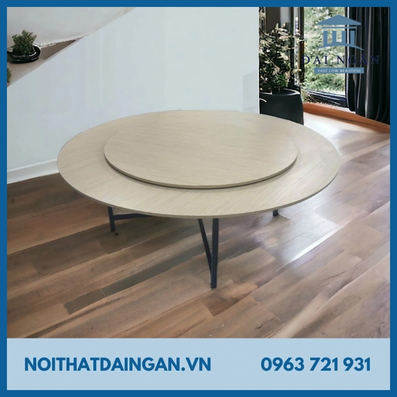 Bàn tròn lớn và nhỏ xoay được mặt gỗ MDF