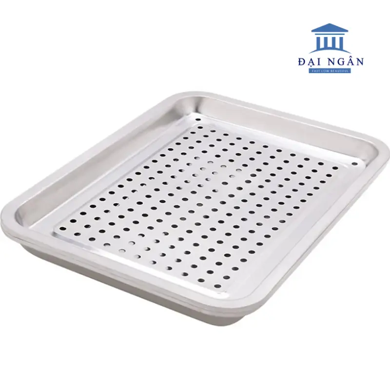 Khay inox lỗ 36x27x10 cm