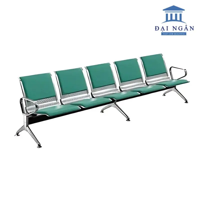 Ghế băng chờ inox 5 chỗ lót nệm
