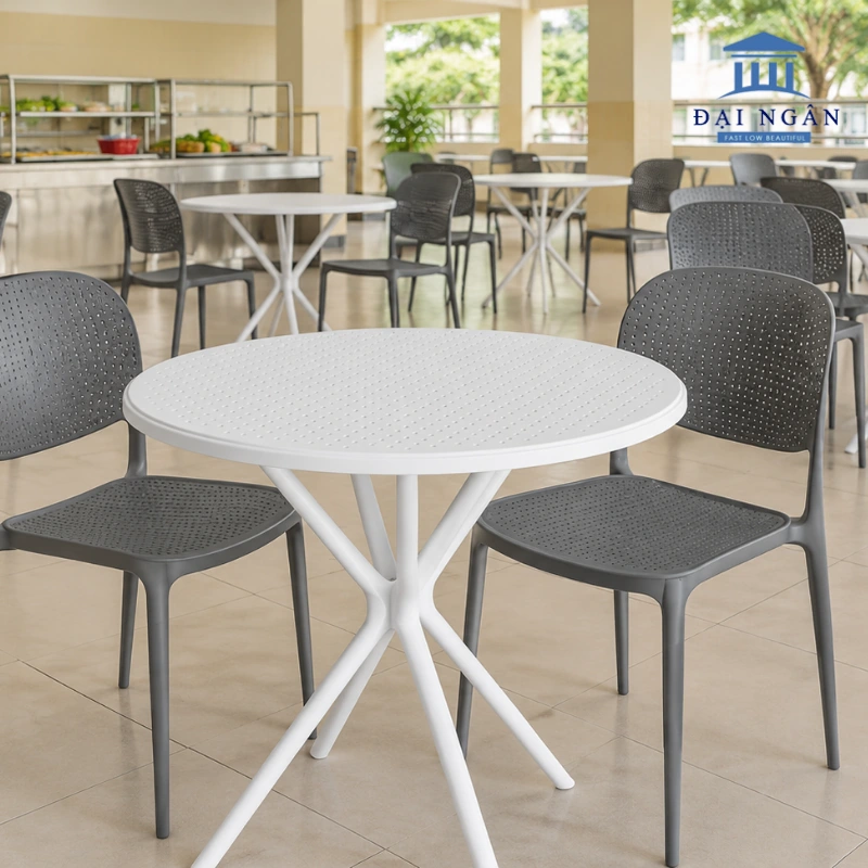 bàn cafe nhựa tròn