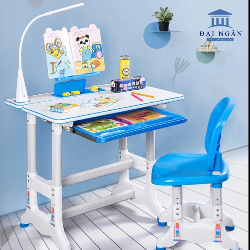 mẫu bàn học sinh có giá sách bằng nhựa