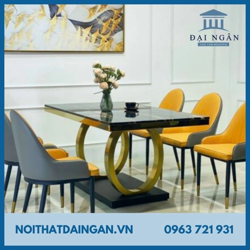 Bộ bàn ăn đá cẩm thạch Double Q 6 ghế Monet