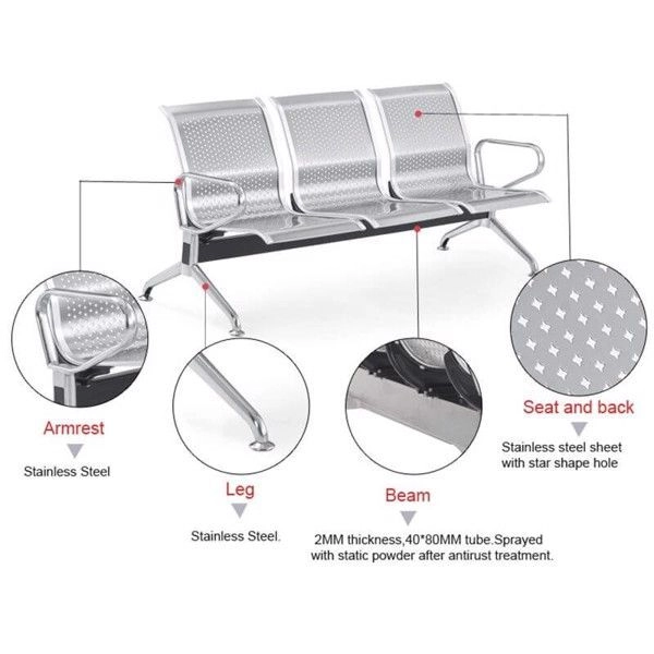 Ghế băng chờ inox 3 chỗ