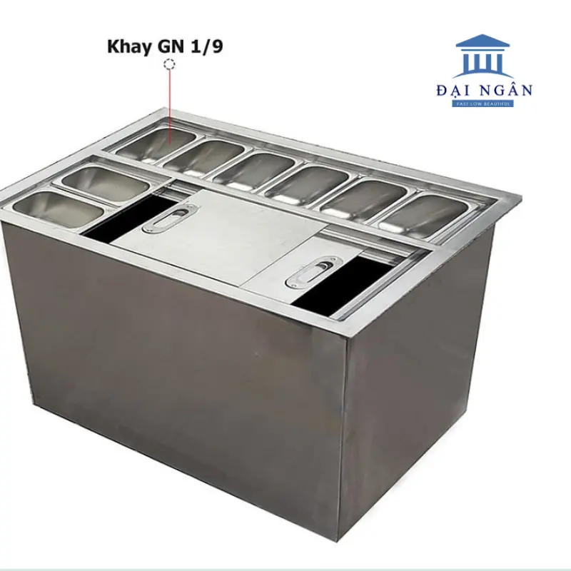 Khay topping giữ nhiệt inox âm bàn mini
