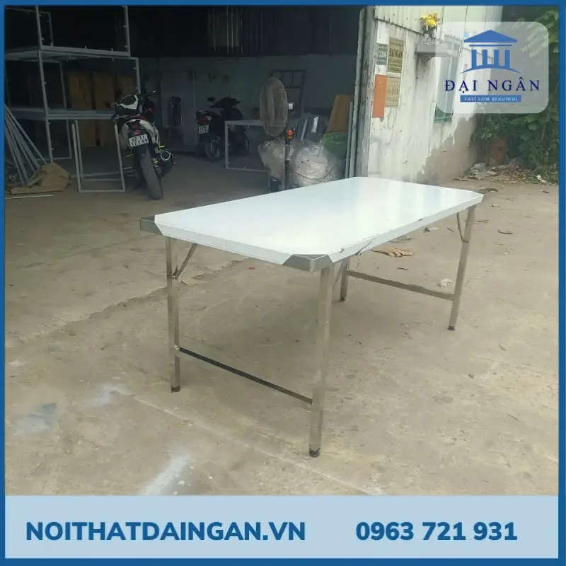 Bàn inox chân xếp kiểu thái 70x160 cm