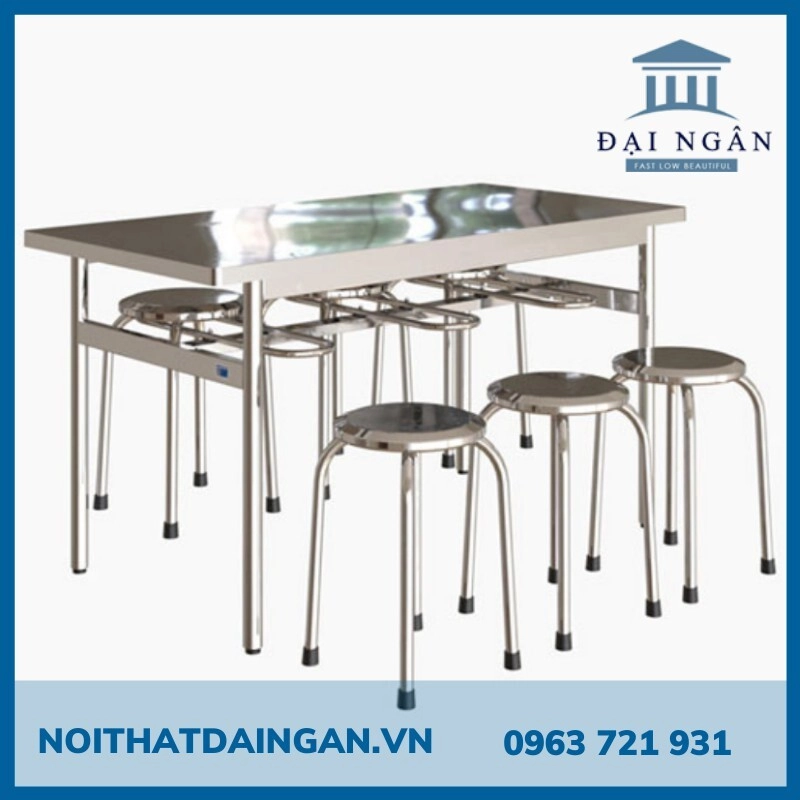 bàn ăn công nghiệp inox