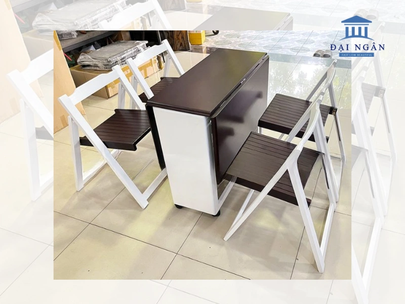 Bộ bàn ghế gỗ xếp chân sắt giá xưởng
