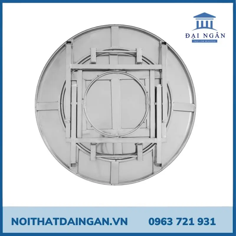 Bàn tròn inox xoay 360 độ chân gấp tiện lợi