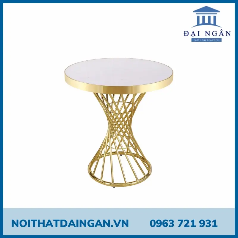 Bàn cafe chân xoắn ốc mạ vàng