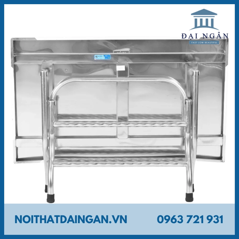 bàn inox chữ nhật gấp gọn