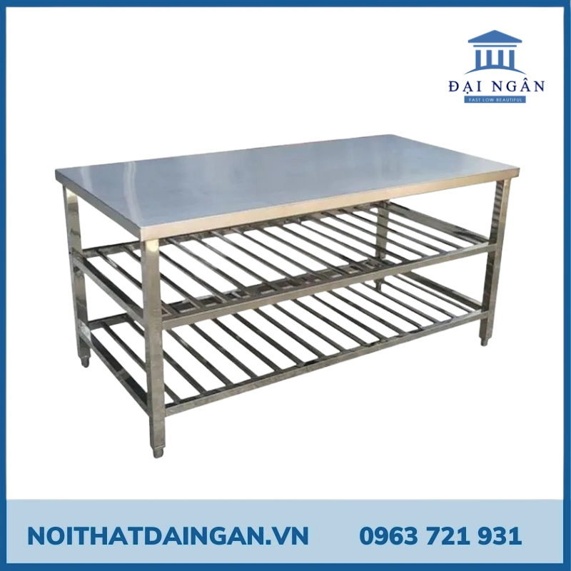 5+ mẫu bàn inox 3 tầng có kệ và vách tiện lợi cho nhà bếp