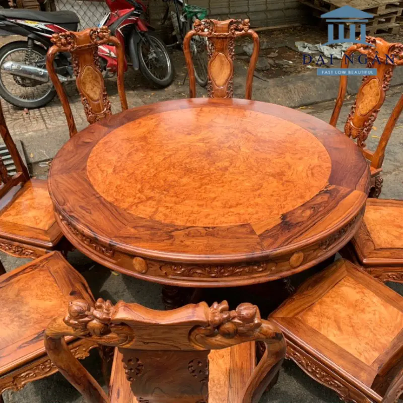 bàn tròn gỗ nguyên khối
