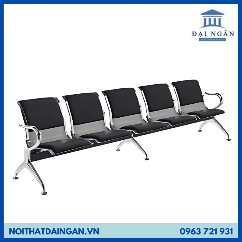 Ghế băng chờ thép mạ crom 5 chỗ