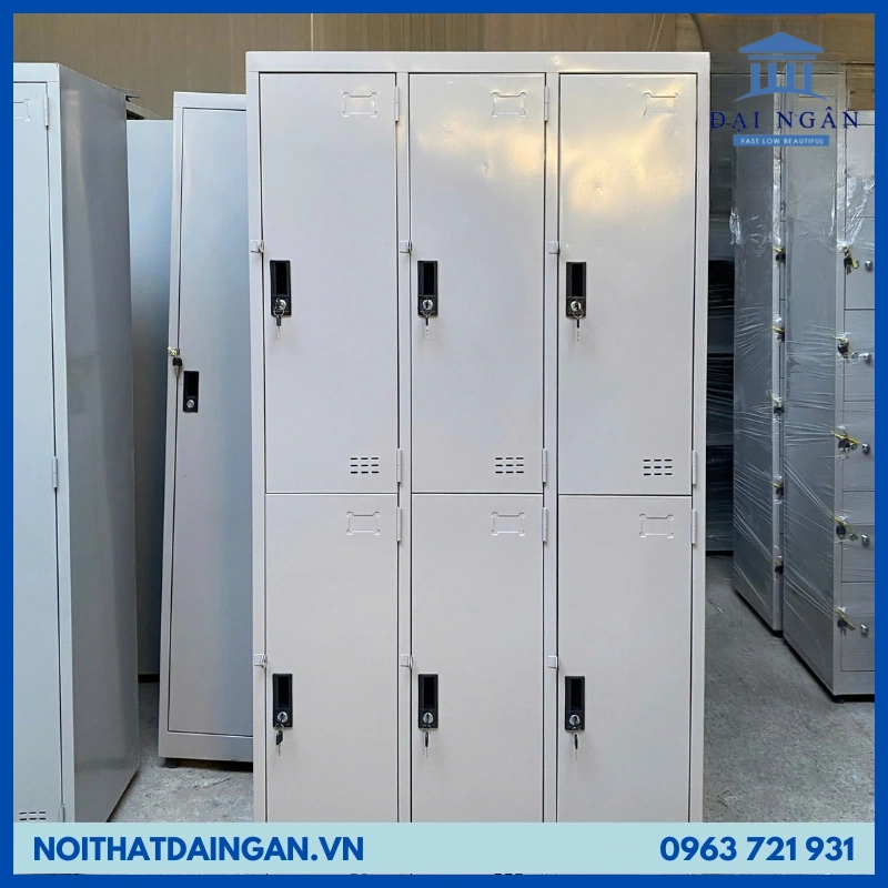Tủ locker sắt 6 ngăn 3 khoang