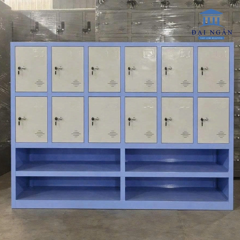 Tủ locker 12 cánh có kệ dép Tủ locker 12 cánh có kệ dép