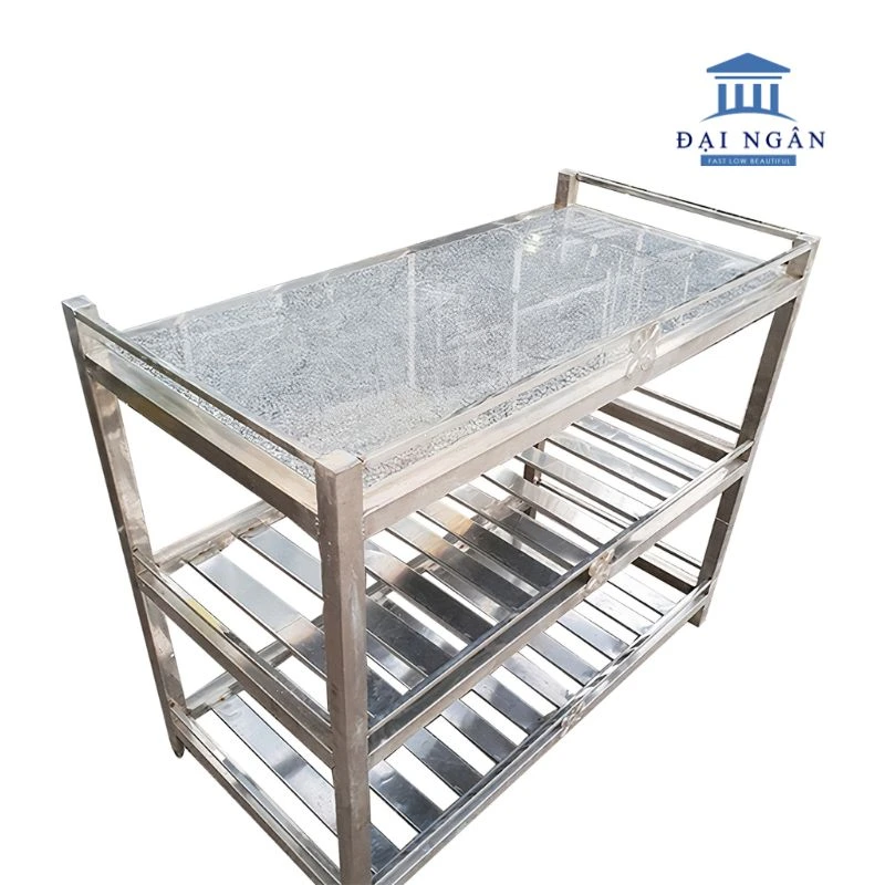 bàn bếp khung inox mặt đá