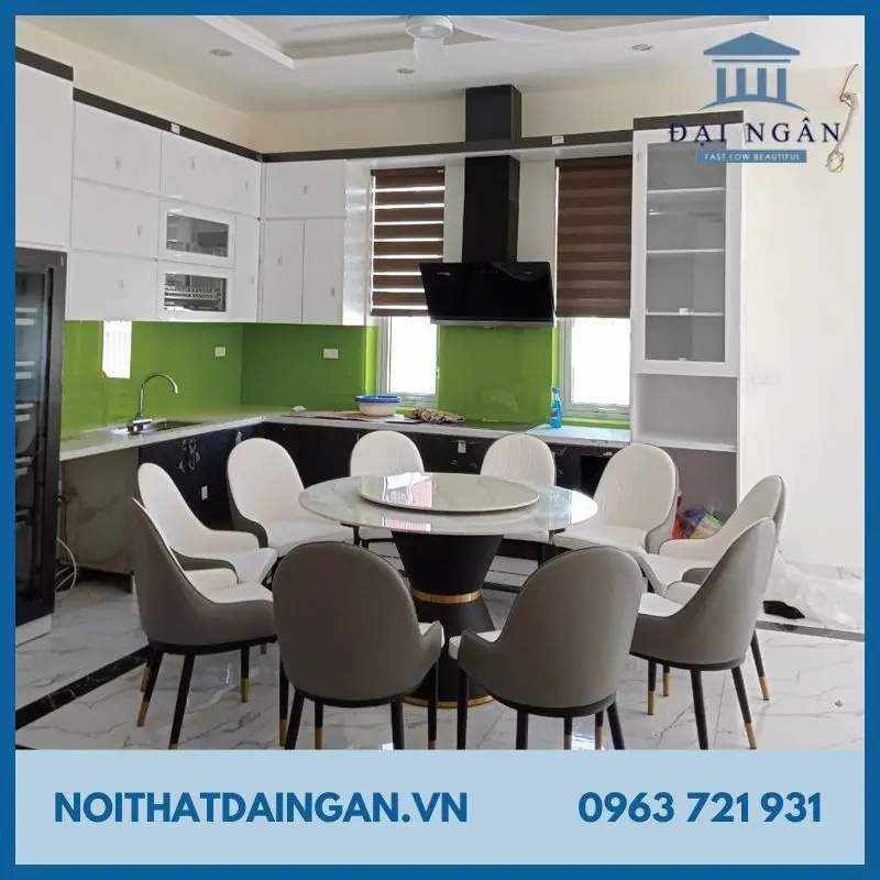 bàn ăn tròn xoay 10 ghế