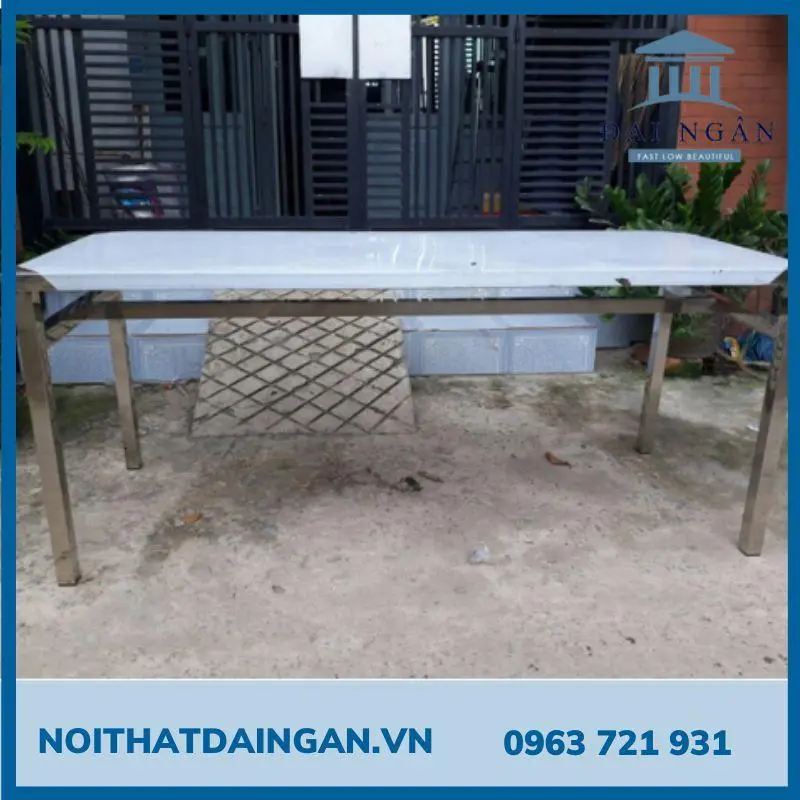 bàn inox chữ nhật chân cố định