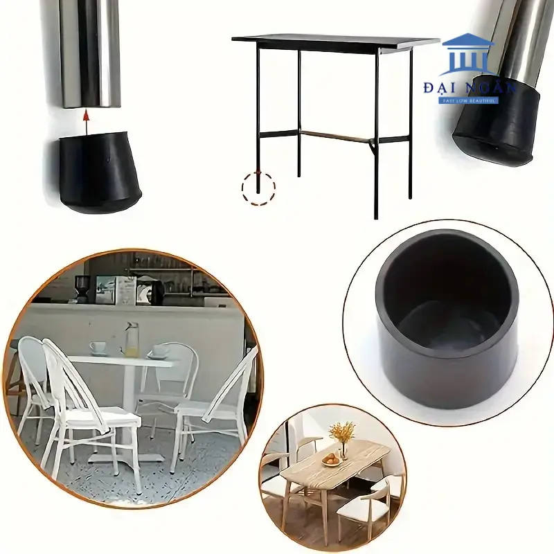 Chân bàn inox tròn kèm đế có cao su chống trượt