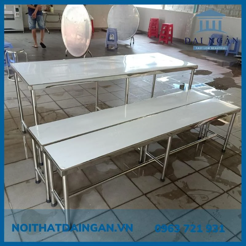 bàn ghế inox nhà ăn công nhân
