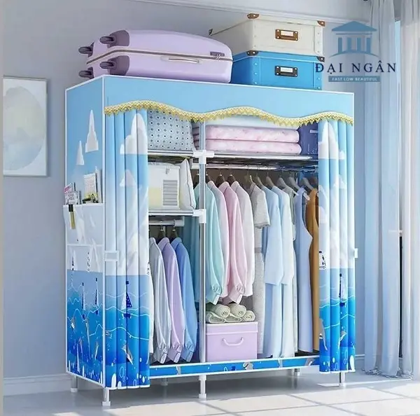 Tủ vải Thanh Long TVAI02 màu xanh dương - Cửa hàng tủ vải Gia Hân