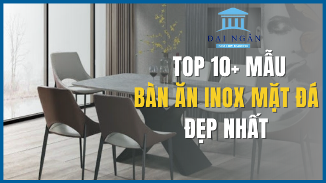 Bàn ăn mặt đá chân inox