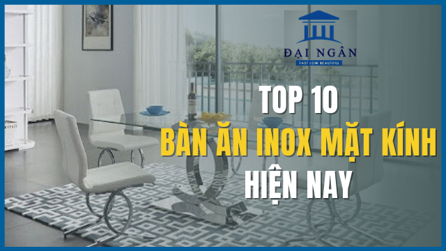 Bàn ăn inox mặt kính