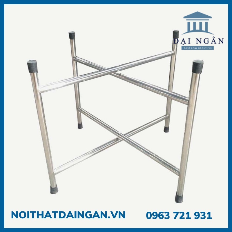 bàn tròn inox chân rời